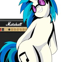 Size: 1280x1080 | Tagged: safe, artist:reinbou, derpibooru import, dj pon-3, vinyl scratch, pegasus, pony, semi-anthro, female, guitar amplifier, mare, marshall jcm 800, png, simple background, solo, transparent background