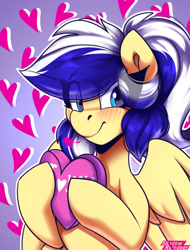 Size: 1200x1575 | Tagged: safe, artist:shadowreindeer, derpibooru import, oc, oc:animatedpony, pegasus, blushing, boosty reward, holiday, reward, solo, valentine, valentine's day