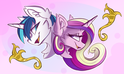 Size: 2500x1500 | Tagged: safe, artist:starcasteclipse, derpibooru import, princess cadance, shining armor, alicorn, pony, unicorn, duo, female, male, shiningcadance, shipping, smiling, straight