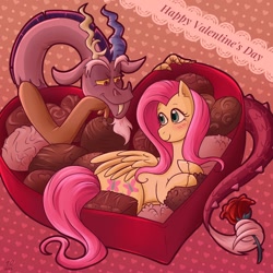 Size: 1080x1080 | Tagged: safe, artist:tashidelashi, derpibooru import, discord, fluttershy, discoshy, female, hearts and hooves day, holiday, male, shipping, straight, valentine's day
