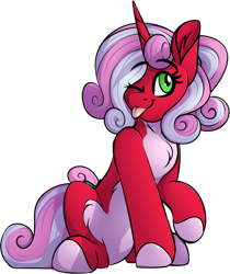 Size: 856x1019 | Tagged: safe, artist:notetaker, derpibooru import, oc, oc only, oc:cherryheart, pony, unicorn, chest fluff, eyebrows, eyebrows visible through hair, female, one eye closed, raised hoof, raised leg, raspberry, simple background, sitting, solo, tongue, tongue out, transparent background, wink