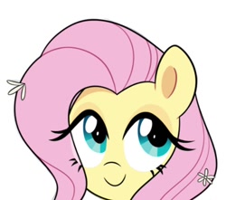 Size: 562x496 | Tagged: safe, artist:darkynez, derpibooru import, fluttershy, pony, flower, flower in hair, simple background, smiling, solo, white background