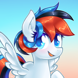 Size: 1200x1200 | Tagged: safe, artist:siggie740, derpibooru import, oc, oc only, oc:retro city, pegasus, pony, gradient background, solo