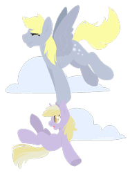 Size: 900x1200 | Tagged: safe, artist:sinclair2013, derpibooru import, derpy hooves, dinky hooves, pegasus, pony, unicorn, cloud, duo, female, filly, foal, mare, simple background, transparent background