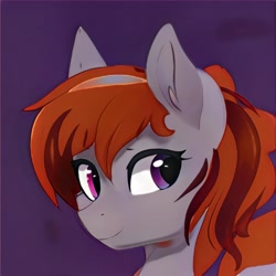 Size: 1024x1024 | Tagged: safe, artist:thisponydoesnotexist, derpibooru import, machine learning generated, oc, oc:funny jo, earth pony, close-up, closed mouth, earth pony oc, eyes open, heterochromia, photo, red hair, smiling, thisponydoesnotexist