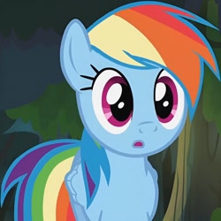 Size: 1178x1178 | Tagged: safe, derpibooru import, screencap, rainbow dash, pegasus, pony, daring don't, season 4, :o, cropped, faic, female, folded wings, mare, open mouth, solo, wings