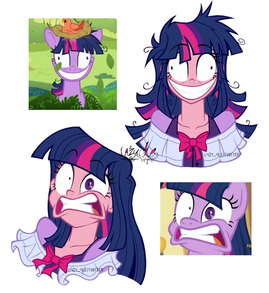 2509444 - safe, edit, edited screencap, screencap, constance, twilight  sparkle, bird, pony, unicorn, g4, lesson zero, amogus, among us, crazy  smile, faic, female, grin, insanity, jerma985, mare, meme, nest, ponified  meme, shitposting