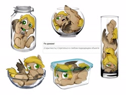 Size: 2168x1648 | Tagged: safe, artist:jewellier, derpibooru import, oc, oc:pisces spice, pegasus, pony, angry, blushing, box, butt, female, lewd container meme, mare, oda 997, pegasus oc, plot, pony in a bottle, pony in a box, text, translation request