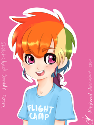 Size: 900x1200 | Tagged: safe, artist:sketchcloud, derpibooru import, rainbow dash, human, humanized, light skin, purple background, simple background, solo