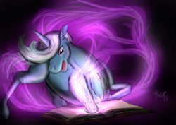 Size: 1500x1060 | Tagged: safe, artist:flosse1234, derpibooru import, trixie, pony, unicorn, dark magic, female, magic, solo