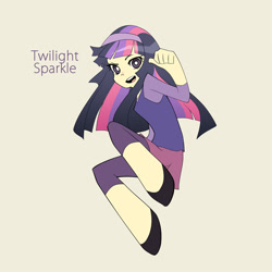 Size: 600x600 | Tagged: safe, artist:mirakurunaito, derpibooru import, part of a set, twilight sparkle, human, beige background, humanized, light skin, panty and stocking with garterbelt, simple background, solo, style emulation