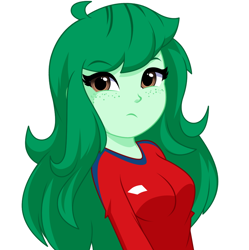 Size: 976x978 | Tagged: safe, artist:rosemile mulberry, derpibooru import, wallflower blush, human, equestria girls, equestria girls series, breasts, female, redraw, simple background, solo, white background