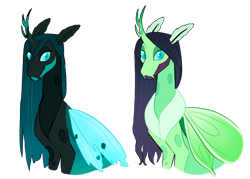 Size: 1280x916 | Tagged: safe, artist:s0ftserve, derpibooru import, queen chrysalis, changedling, changeling, purified chrysalis, simple background, solo, transparent background