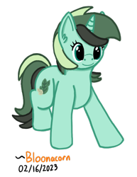 Size: 442x573 | Tagged: safe, artist:bloonacorn, derpibooru import, oc, oc only, oc:herbal remedy, unicorn, horn, simple background, solo, transparent background, unicorn oc