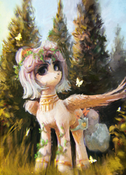 Size: 2292x3190 | Tagged: safe, artist:rvsd, derpibooru import, oc, oc only, pegasus, pony, forest, solo