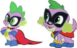 Size: 489x306 | Tagged: safe, artist:pascalmulokozi2, derpibooru import, edit, edited screencap, screencap, humdrum, spike, spike the regular dog, dog, dragon, equestria girls, movie magic, power ponies (episode), spoiler:eqg specials, background removed, hand on hip, not a vector, paradox, power ponies, self paradox, self ponidox, simple background, smiling, transparent background