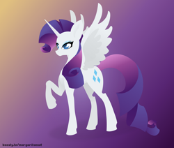 Size: 2600x2200 | Tagged: safe, artist:margaritaenot, derpibooru import, rarity, alicorn, pony, alicornified, gradient background, race swap, raricorn, solo, vector