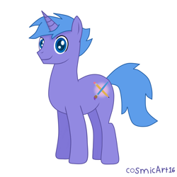 Size: 2200x2200 | Tagged: safe, artist:cosmicart16, derpibooru import, oc, oc only, oc:cosmic art, unicorn, colored pupils, horn, male, signature, simple background, solo, stallion, unicorn oc, white background