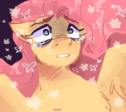 Size: 2048x1820 | Tagged: safe, artist:dmitrymemovznok, derpibooru import, fluttershy, pegasus, pony, chest fluff, crying, solo, teary eyes