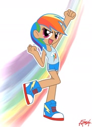 Size: 1424x1953 | Tagged: safe, artist:thefreshknight, derpibooru import, rainbow dash, human, humanized, rainbow, simple background, solo, white background