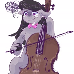 Size: 2048x2048 | Tagged: safe, artist:dmitrymemovznok, derpibooru import, octavia melody, earth pony, pony, cello, ear piercing, forced smile, musical instrument, piercing, sad, simple background, smiling, solo, teary eyes, unshorn fetlocks, white background