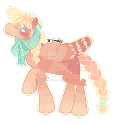 Size: 1280x1357 | Tagged: safe, artist:hidoodlee, derpibooru import, oc, oc only, pegasus, pony, body freckles, deviantart watermark, female, freckles, hat, looking up, mare, obtrusive watermark, offspring, outline, parent:big macintosh, parent:fluttershy, parents:fluttermac, pegasus oc, raised hoof, raised leg, signature, simple background, solo, sun hat, transparent background, watermark