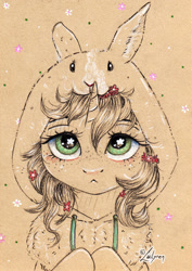 Size: 1024x1444 | Tagged: safe, artist:lailyren, derpibooru import, oc, oc only, pony, unicorn, clothes, freckles, hoodie, solo, starry eyes, wingding eyes