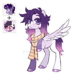 Size: 1024x1024 | Tagged: safe, artist:lynesssan, derpibooru import, oc, oc only, oc:eveline, pegasus, pony, clothes, colored wings, deviantart watermark, obtrusive watermark, scarf, simple background, solo, striped scarf, transparent background, two toned wings, watermark, wings
