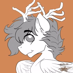 Size: 2500x2500 | Tagged: safe, artist:scarlett-letter, derpibooru import, oc, oc only, oc:nimbus cloud, deer, pegasus, brown background, deerified, male, simple background, solo, species swap