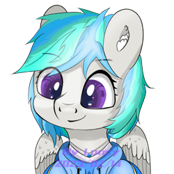 Size: 2500x2500 | Tagged: safe, artist:lancy, derpibooru import, oc, oc only, oc:lancy, pegasus, pony, clothes, hoodie, pegasus oc, purple eyes, simple background, smiling, solo, transparent background