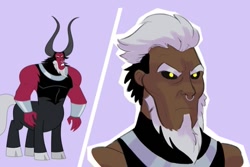 Size: 701x468 | Tagged: safe, artist:kianamai, derpibooru import, lord tirek, centaur, human, taur, beard, facial hair, horns, humanized, male, screenshots, solo