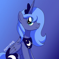 Size: 1000x1000 | Tagged: safe, artist:fruiitypieq, artist:shycookieq, derpibooru import, princess luna, alicorn, pony, female, gradient background, s1 luna, solo