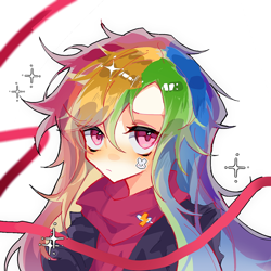 Size: 1080x1080 | Tagged: safe, artist:翅膀63, derpibooru import, rainbow dash, human, humanized, solo