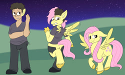 Size: 1280x768 | Tagged: safe, artist:detectivecoon, derpibooru import, fluttershy, oc, human, pegasus, pony, female, human to pony, male, male to female, mare, rule 63, species swap, transformation, transformation sequence, transgender transformation