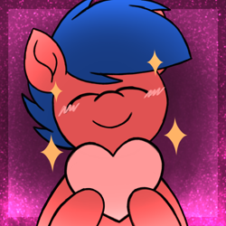 Size: 1200x1200 | Tagged: safe, artist:thebadbadger, derpibooru import, oc, oc only, oc:phire demon, pony, heart, sparkles