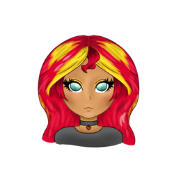 Size: 850x850 | Tagged: safe, artist:pumpkinpetalpie, derpibooru import, sunset shimmer, human, bust, choker, female, humanized, simple background, solo, transparent background