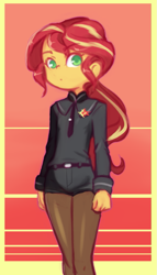 Size: 667x1167 | Tagged: safe, artist:drantyno, derpibooru import, sunset shimmer, human, equestria girls, clothes, female, school uniform, solo, younger