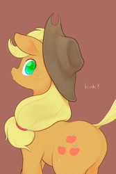 Size: 1828x2732 | Tagged: safe, artist:noupu, derpibooru import, applejack, earth pony, pony, applebutt, brown mane, butt, colored pupils, female, looking at you, looking back, looking back at you, mare, plot, solo