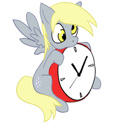 Size: 726x726 | Tagged: safe, artist:ladytechna, derpibooru import, derpy hooves, clock, cute, derpy being derpy, simple background, solo, transparent background