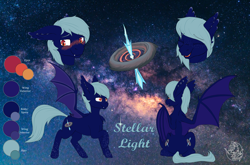 Size: 7580x5000 | Tagged: safe, artist:ladytechna, derpibooru import, oc, oc:stellar light, bat pony, reference sheet