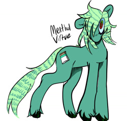 Size: 1303x1253 | Tagged: safe, artist:maggot, derpibooru import, oc, oc only, oc:menthol virtue, earth pony, pony, hair over one eye, hooves, looking at you, simple background, solo, unshorn fetlocks, white background