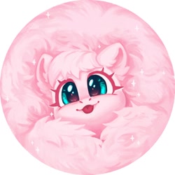 Size: 980x980 | Tagged: safe, artist:amishy, derpibooru import, oc, oc only, oc:fluffle puff, earth pony, original species, pony, cute, excessive fluff, female, flufflebetes, fluffy, mare, ocbetes, solo, sparkles, tongue, tongue out