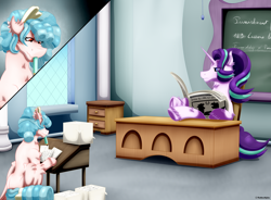 Size: 3376x2480 | Tagged: safe, artist:thebenalpha, derpibooru import, cozy glow, starlight glimmer, pegasus, pony, unicorn, a better ending for cozy, alternate scenario, school, story included