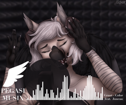 Size: 1300x1082 | Tagged: safe, alternate version, artist:szkar, derpibooru import, oc, oc:devilvoice, anthro, eyes closed, female, singing, solo