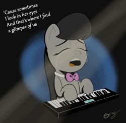 Size: 4000x3905 | Tagged: safe, artist:realgero, derpibooru import, octavia melody, earth pony, pony, crying, keyboard, musical instrument, sad, singing, solo