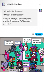 Size: 1178x1908 | Tagged: safe, artist:ask-luciavampire, derpibooru import, twilight sparkle, oc, alicorn, changeling, demon, demon pony, earth pony, kirin, pegasus, pony, succubus, ask, kirin oc, tumblr