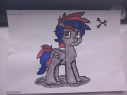 Size: 4080x3060 | Tagged: safe, artist:unyielder, derpibooru import, oc, oc only, oc:unyielder, pegasus, pony, colored, gray coat, pegasus oc, pony town, shadow, solo, traditional art