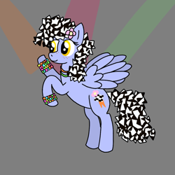 Size: 1000x1000 | Tagged: safe, artist:shuffle, ponerpics import, oc, oc only, oc:checkerbloom, pegasus, pony, dancing, female, mare, pegasus oc, secret santa, side view, solo, wings