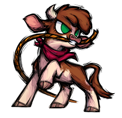 Size: 1884x1828 | Tagged: safe, artist:alts-art, derpibooru import, arizona cow, cow, them's fightin' herds, community related, female, no pupils, official, rope, simple background, solo, transparent background