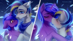 Size: 3500x2000 | Tagged: safe, artist:fenwaru, derpibooru import, oc, oc only, alicorn, earth pony, pony, kissing